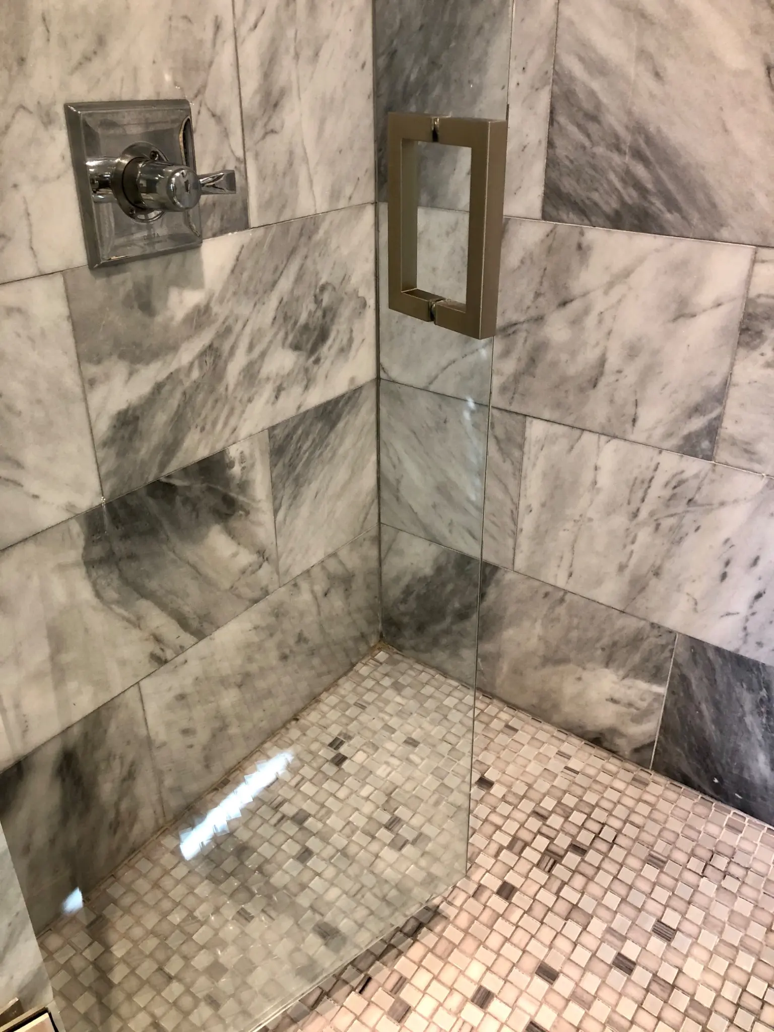 Mill Run Road marble shower